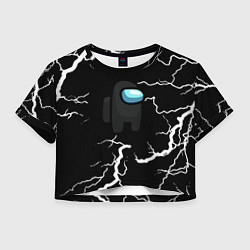 Футболка 3D укороченная женская Among us storm black, цвет: 3D-принт