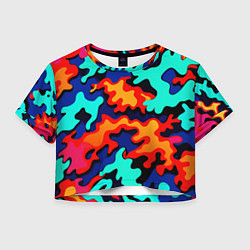 Женский топ Разноцветный кислотный камуфляж