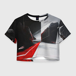 Футболка 3D укороченная женская Футуристичный пейзаж в стиле авангард, цвет: 3D-принт
