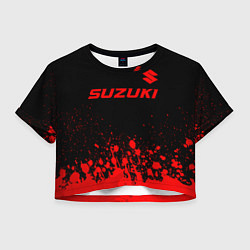 Футболка 3D укороченная женская Suzuki - red gradient посередине, цвет: 3D-принт