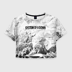 Футболка 3D укороченная женская System of a Down white graphite, цвет: 3D-принт