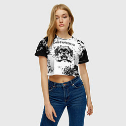 Футболка 3D укороченная женская Disturbed - рок пес, цвет: 3D-принт — фото 2