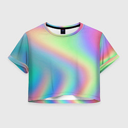 Футболка 3D укороченная женская Бензиновый градиент, цвет: 3D-принт