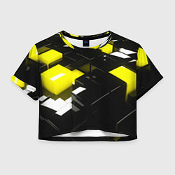 Футболка 3D укороченная женская Абстракция обман зрения, цвет: 3D-принт