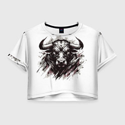 Женский топ Гранж - портрет быка: голова