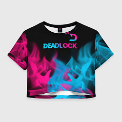 Футболка 3D укороченная женская Deadlock - neon gradient посередине, цвет: 3D-принт