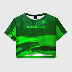 Футболка 3D укороченная женская Brighton - green gradient посередине, цвет: 3D-принт