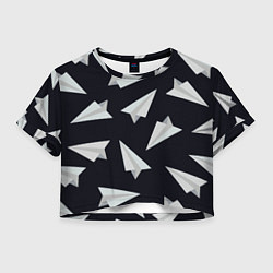 Женский топ Белый бумажный самолётик - Телеграм