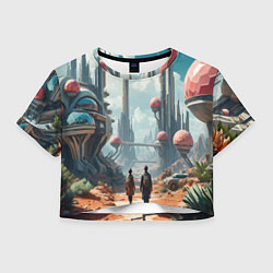 Футболка 3D укороченная женская Планета фантастика, цвет: 3D-принт