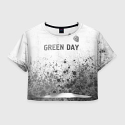 Футболка 3D укороченная женская Green Day - white gradient посередине, цвет: 3D-принт