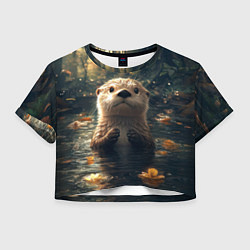 Женский топ Выдра в летнем пруду