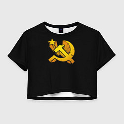 Футболка 3D укороченная женская СССР серп и молот лого, цвет: 3D-принт
