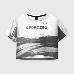 Футболка 3D укороченная женская Sporting - white gradient посередине, цвет: 3D-принт