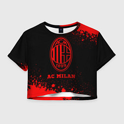 Футболка 3D укороченная женская AC Milan - red gradient, цвет: 3D-принт