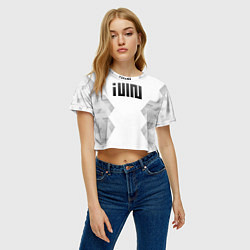 Футболка 3D укороченная женская Gidle white poly, цвет: 3D-принт — фото 2