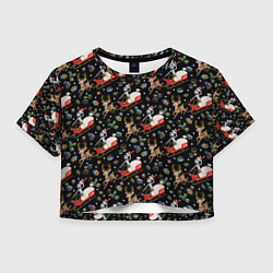 Футболка 3D укороченная женская Рик и Морти сани с оленем - Christmas, цвет: 3D-принт