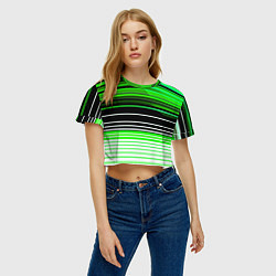 Футболка 3D укороченная женская Разноцветные вертикальные линии, цвет: 3D-принт — фото 2
