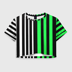 Женский топ Вертикальные полосы триколор зелёный