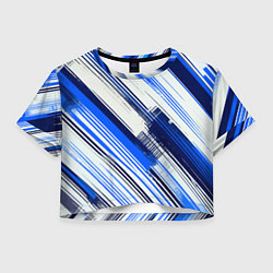 Женский топ Синие диагональные полосы на белом фоне