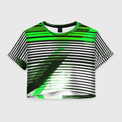 Женский топ Зелёно-чёрные полосы на белом фоне