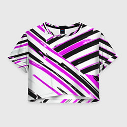 Женский топ Розово-чёрные полосы на белом фоне