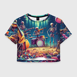 Женский топ Группа скелетов даёт концерт под грибами