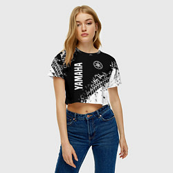 Футболка 3D укороченная женская Yamaha - следы от шин, цвет: 3D-принт — фото 2