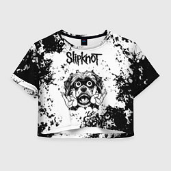 Футболка 3D укороченная женская Slipknot - рок пес, цвет: 3D-принт