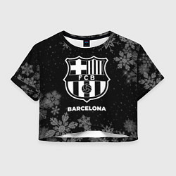 Футболка 3D укороченная женская Снежный Barcelona, цвет: 3D-принт