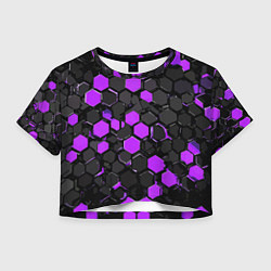 Женский топ Фиолетово-серые шестиугольники на чёрном фоне