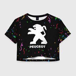 Футболка 3D укороченная женская Peugeot конфети, цвет: 3D-принт