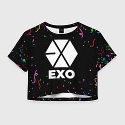 Футболка 3D укороченная женская Exo конфети, цвет: 3D-принт