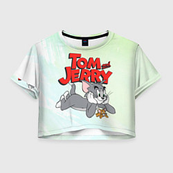 Футболка 3D укороченная женская Том и Джерри, цвет: 3D-принт