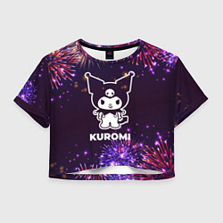 Футболка 3D укороченная женская Праздничный Kuromi, цвет: 3D-принт