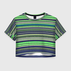 Женский топ Сине-зелёный текстурные полосы