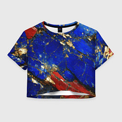 Женский топ Золотой и красный минерал в синем камне