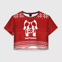 Футболка 3D укороченная женская Новогодний Deftones, цвет: 3D-принт