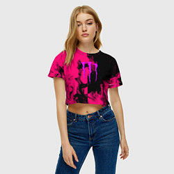 Футболка 3D укороченная женская Monster energy fire pink, цвет: 3D-принт — фото 2