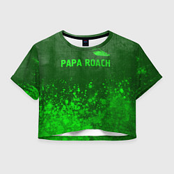 Футболка 3D укороченная женская Papa Roach - green gradient посередине, цвет: 3D-принт