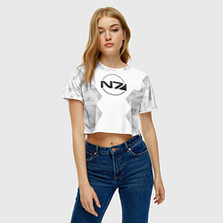 Футболка 3D укороченная женская Mass Effect white poly, цвет: 3D-принт — фото 2