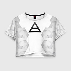 Футболка 3D укороченная женская Thirty Seconds to Mars white poly, цвет: 3D-принт