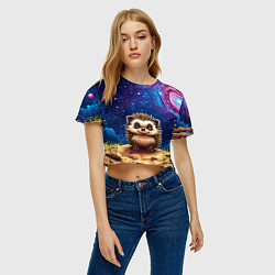 Футболка 3D укороченная женская Ежик и звездное небо, цвет: 3D-принт — фото 2