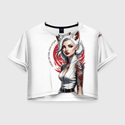 Футболка 3D укороченная женская Белая лиса, цвет: 3D-принт