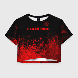 Футболка 3D укороченная женская Elden Ring - red gradient посередине, цвет: 3D-принт