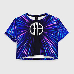 Футболка 3D укороченная женская Pantera neon energy, цвет: 3D-принт