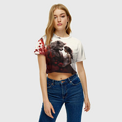 Футболка 3D укороченная женская Оборотень и девушка, цвет: 3D-принт — фото 2