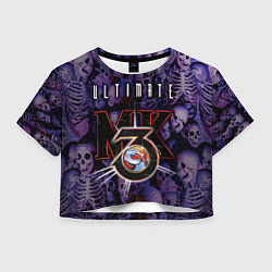 Футболка 3D укороченная женская Ultimate mortal kombat logo, цвет: 3D-принт