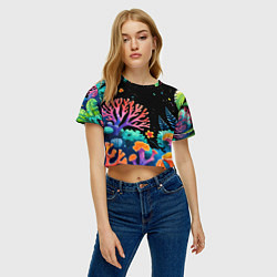 Футболка 3D укороченная женская Космический подводный мир, цвет: 3D-принт — фото 2