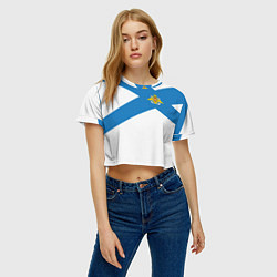 Футболка 3D укороченная женская Военно-морской флот: орёл с адмиралтейскими якорям, цвет: 3D-принт — фото 2