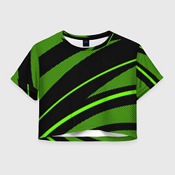 Женский топ Чёрно-зелёный абстрактные полосы